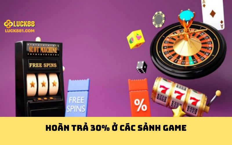 Hoàn trả 30% ở các sảnh game
