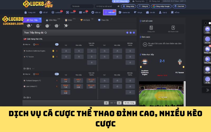 Dịch vụ cá cược thể thao đỉnh cao, nhiều kèo cược