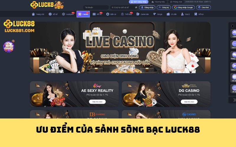Ưu điểm của sảnh sòng bạc LUCK88